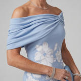 Cosma | Robe Midi à Encolure Drapée Off Shoulder
