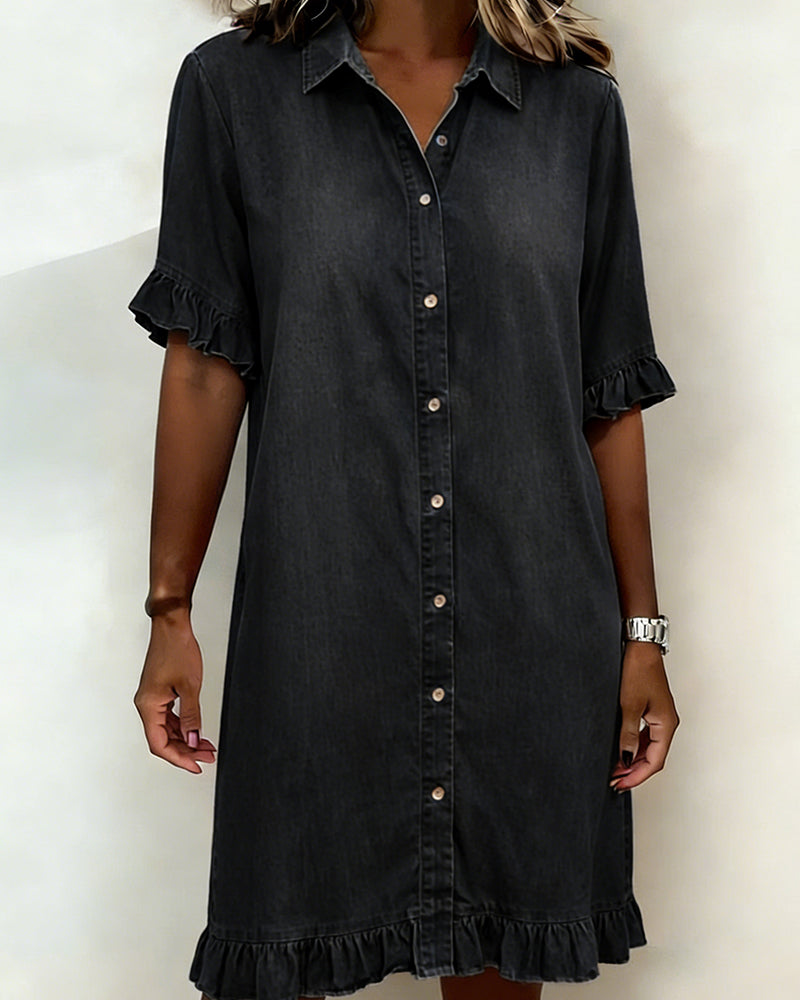 Anne™ | Robe en denim froncée