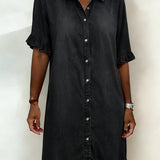 Anne™ | Robe en denim froncée