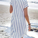 Martine - Robe chemise élégante rayée