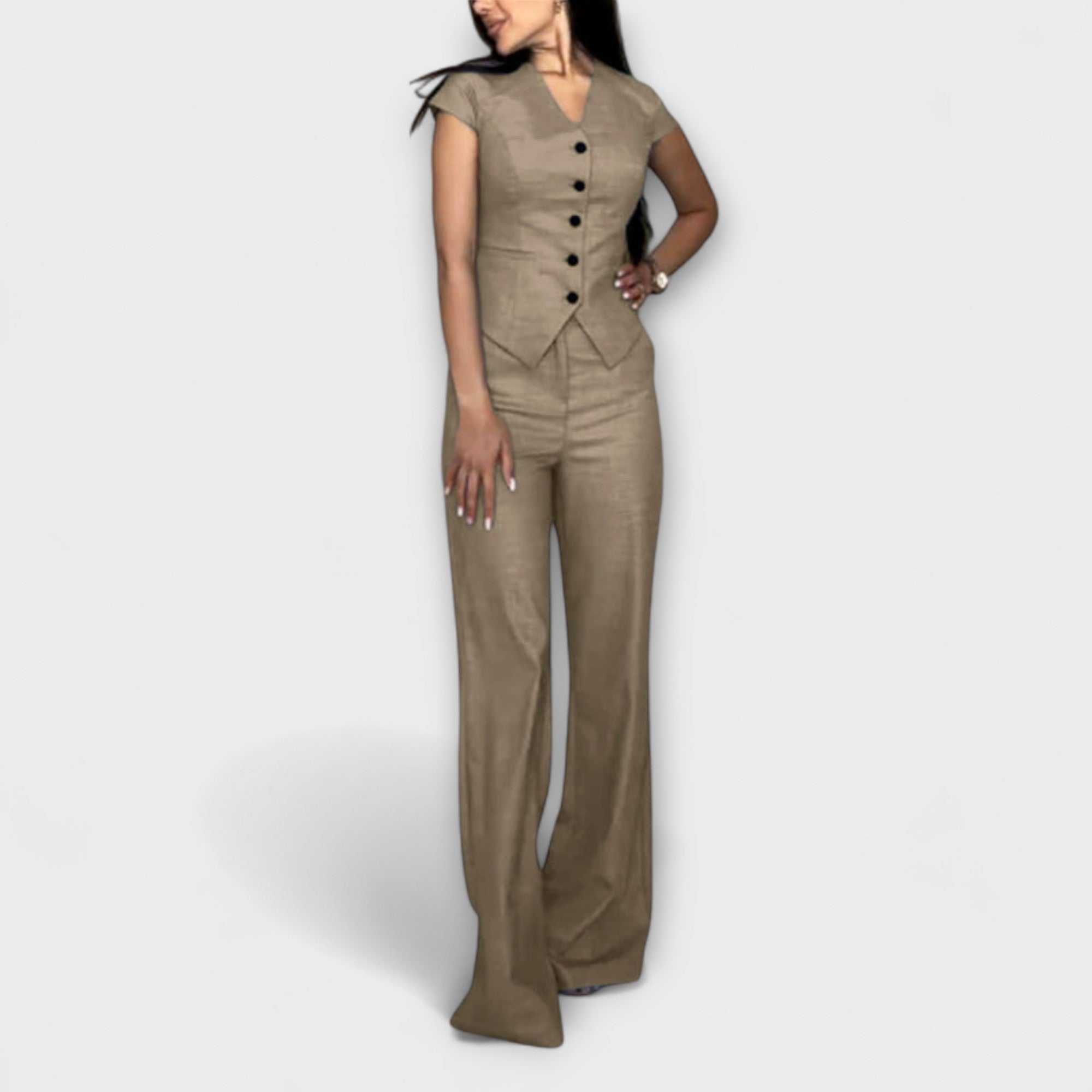 Ivy - Ensemble Élégant de Top à Décolleté en V et Pantalons