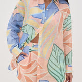 Amandine | Robe Courte Imprimée Feuilles Tropicales