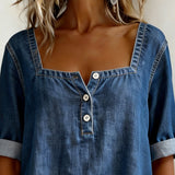 Avélia™ | Chemise en denim avec col carré