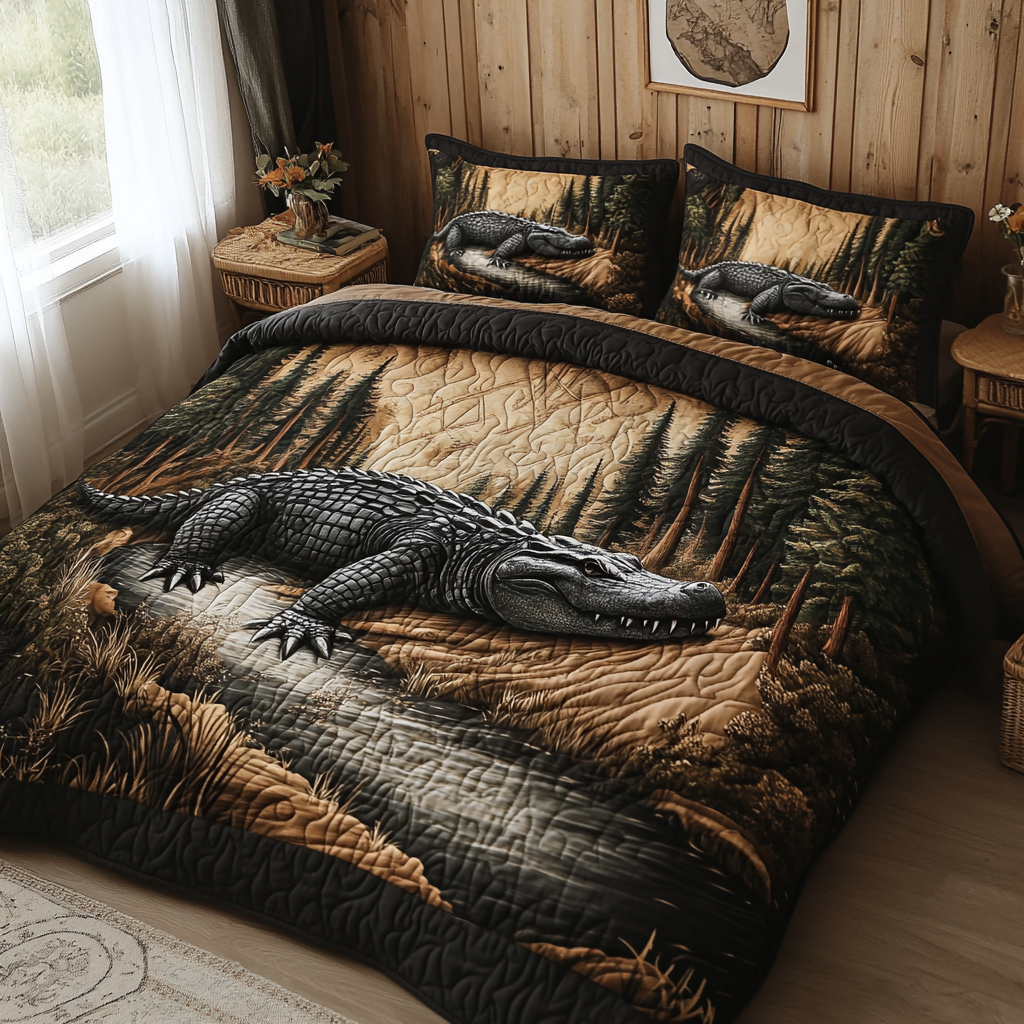 Forest Animals 3-Piece Quilted Bedding Set NCU0VT98
