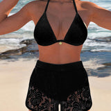 Laluna® | Ensemble de bikini en dentelle unie élégant