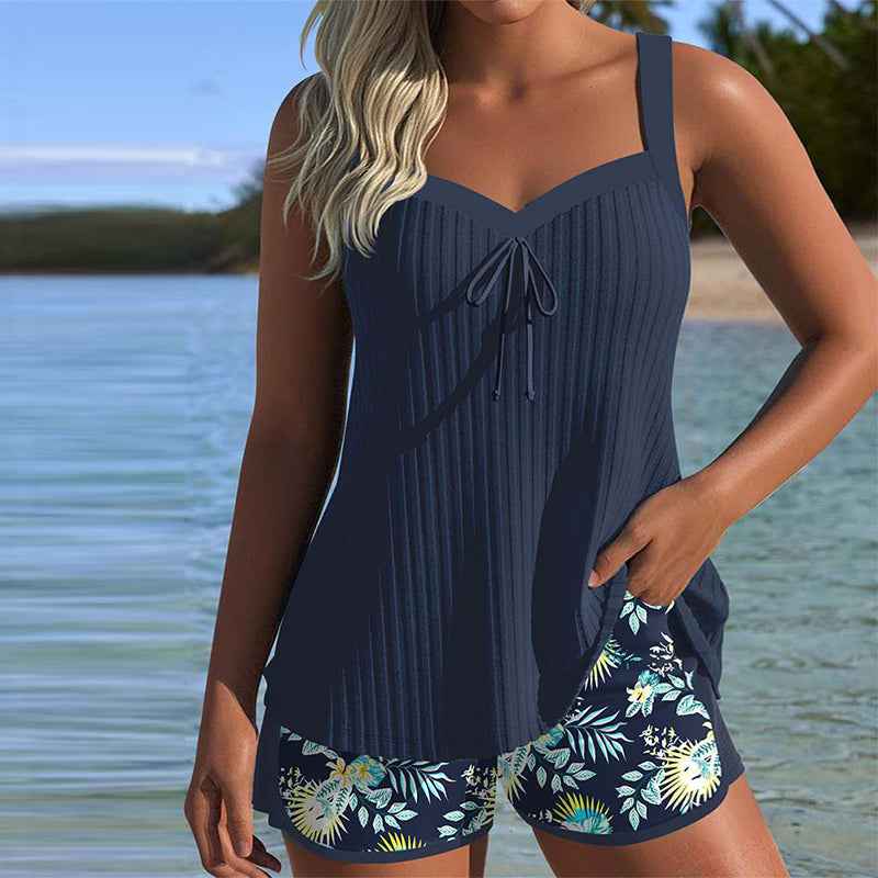 Laluna® | Tankini Rayé avec Short de Plage Deux Pièces