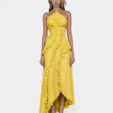 Féodora I Robe Maxi Asymétrique Lavande à Volants