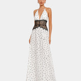Pomeline | Robe maxi à pois avec dentelle élégante