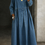 Clara™ | Robe en jean avec col Peter Pan