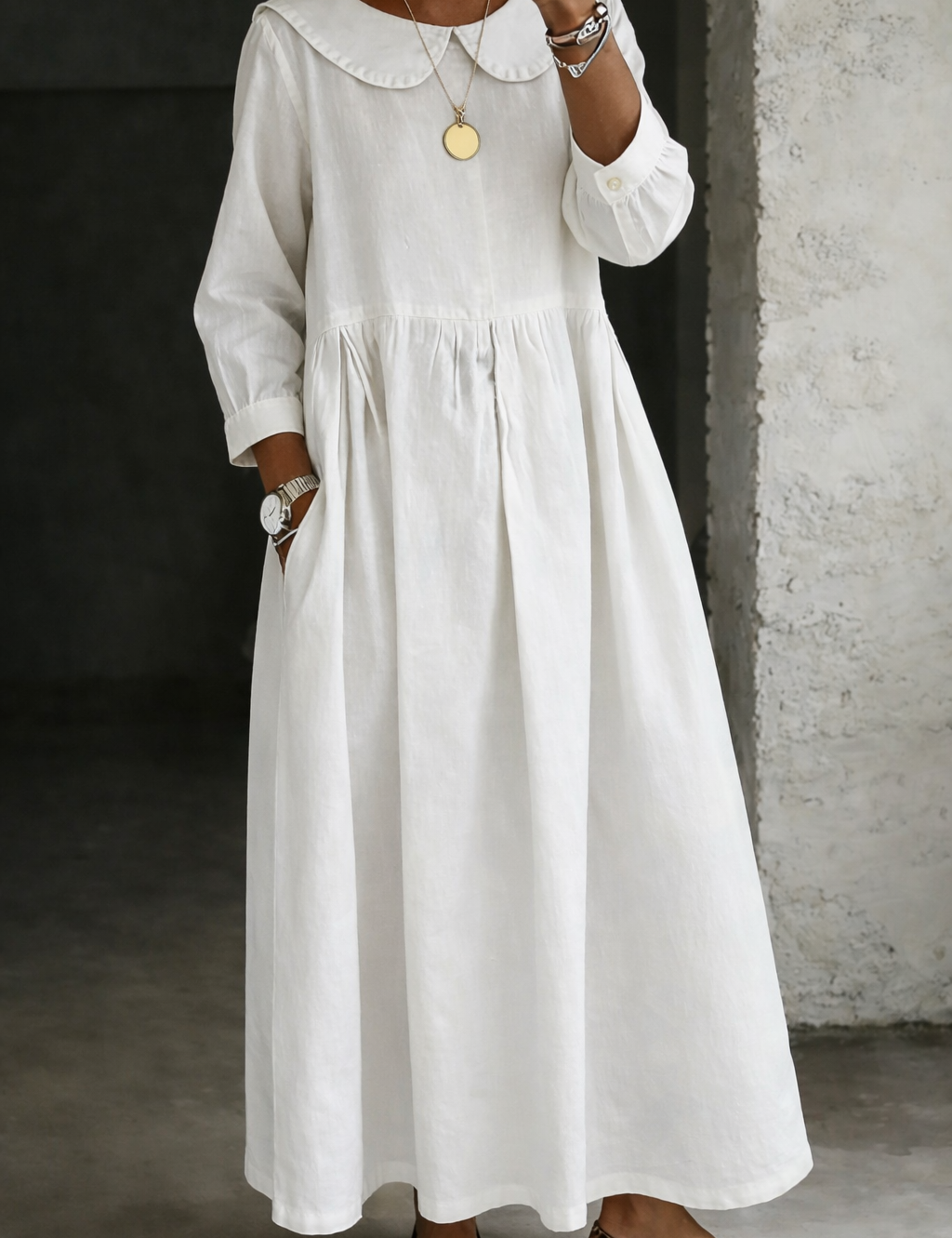 Clara™ | Robe en jean avec col Peter Pan