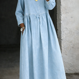 Clara™ | Robe en jean avec col Peter Pan