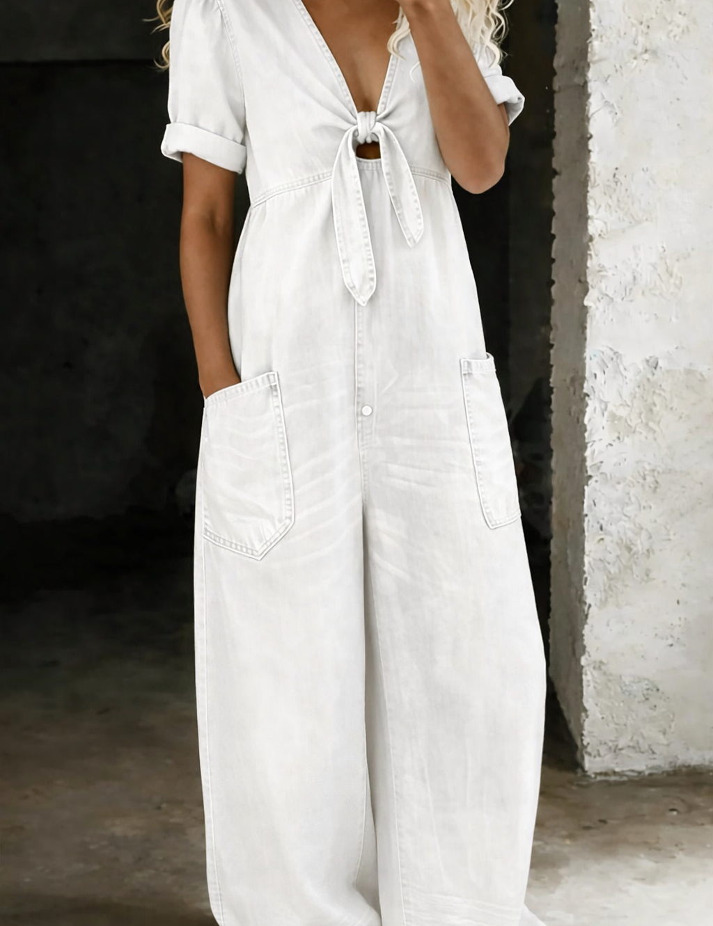 Maya™ | Salopette en denim avec décolleté en V