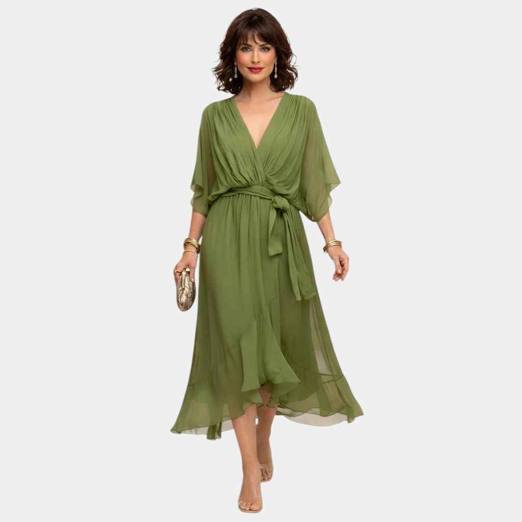 Carmen | Robe en chiffon avec décolleté en V
