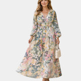 Séraphine | Robe maxi à manches courtes avec col en V