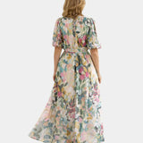 Séraphine | Robe maxi à manches courtes avec col en V