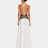 Pomeline | Robe maxi à pois avec dentelle élégante