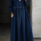 Melissa™ | Robe en denim avec décolleté rond et manches longues