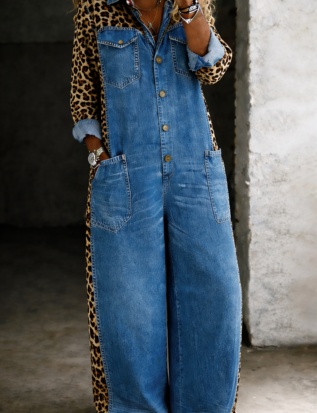 Amanda™ | Combinaison chemise en denim