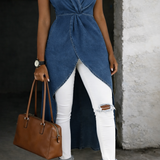 Jessica™ | Tunique portefeuille en denim avec décolleté en V