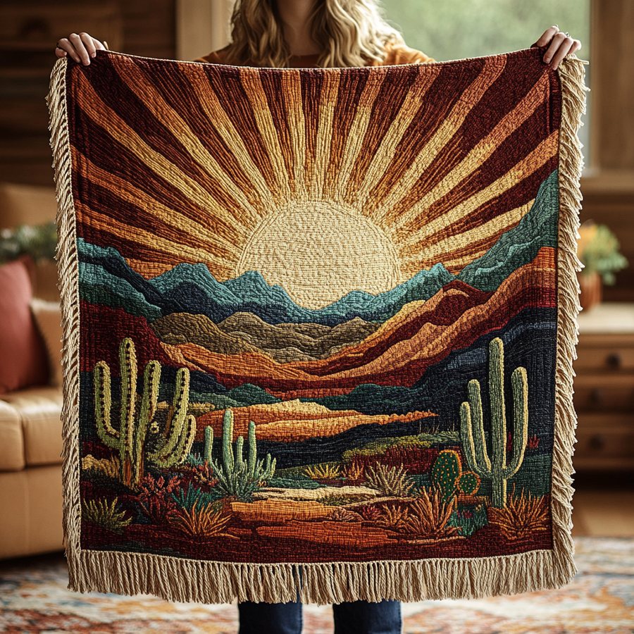 Cozy Cactus Woven Sofa Blanket NCU0VH3425