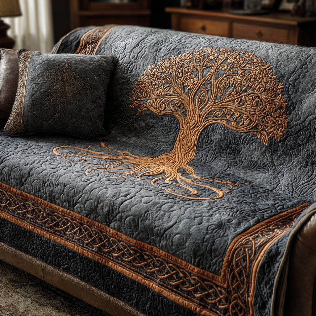 Tree Of Life Quilted Sofa Cover NCU0VT364