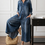 Diana™ | Combinaison en denim vintage avec boutons