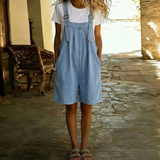 Clara™ | Salopette courte en jean bleu clair