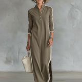 Robe Maxi Sweat Col Boutonné