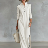 Robe Maxi Sweat Col Boutonné