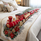Holiday Steam Engine Quilted Bed Runner NCU0TD571