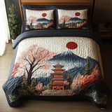 Japanese Pagoda Delight 3-Piece Quilted Bedding Set NCU0DV5451