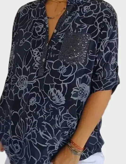 Johanne | Blouse à fleurs bleues