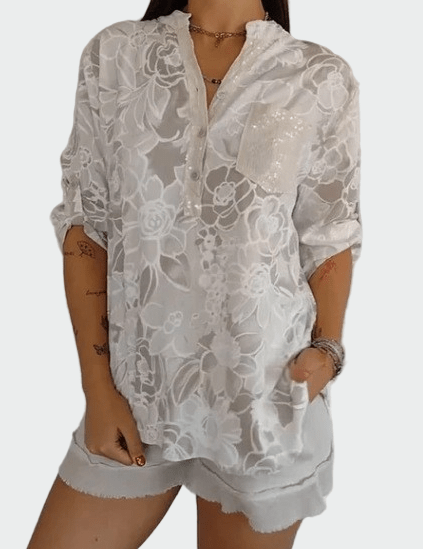 Johanne | Blouse à fleurs bleues