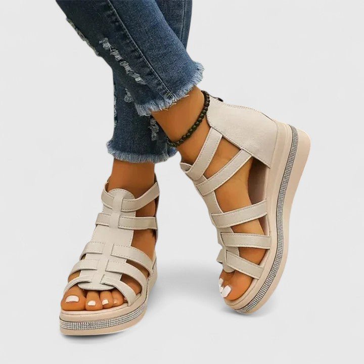 Sandales Gladiatrices à Talon Beige Femme | Été 2026