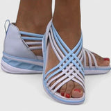 Sandales à Tiges Croisées Bleues Femme | Confort Moderne Été