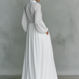 Robe Maxi en Lin Patchwork Col Montant