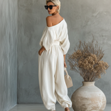 Ensemble en Lin Haut-Décollé Pantalon
