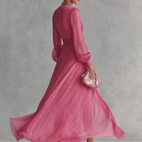 Robe Chiffon Rose Décolleté en V