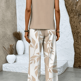 Marta | Ensemble Beige Imprimé d'Été