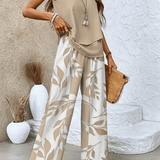 Marta | Ensemble Beige Imprimé d'Été