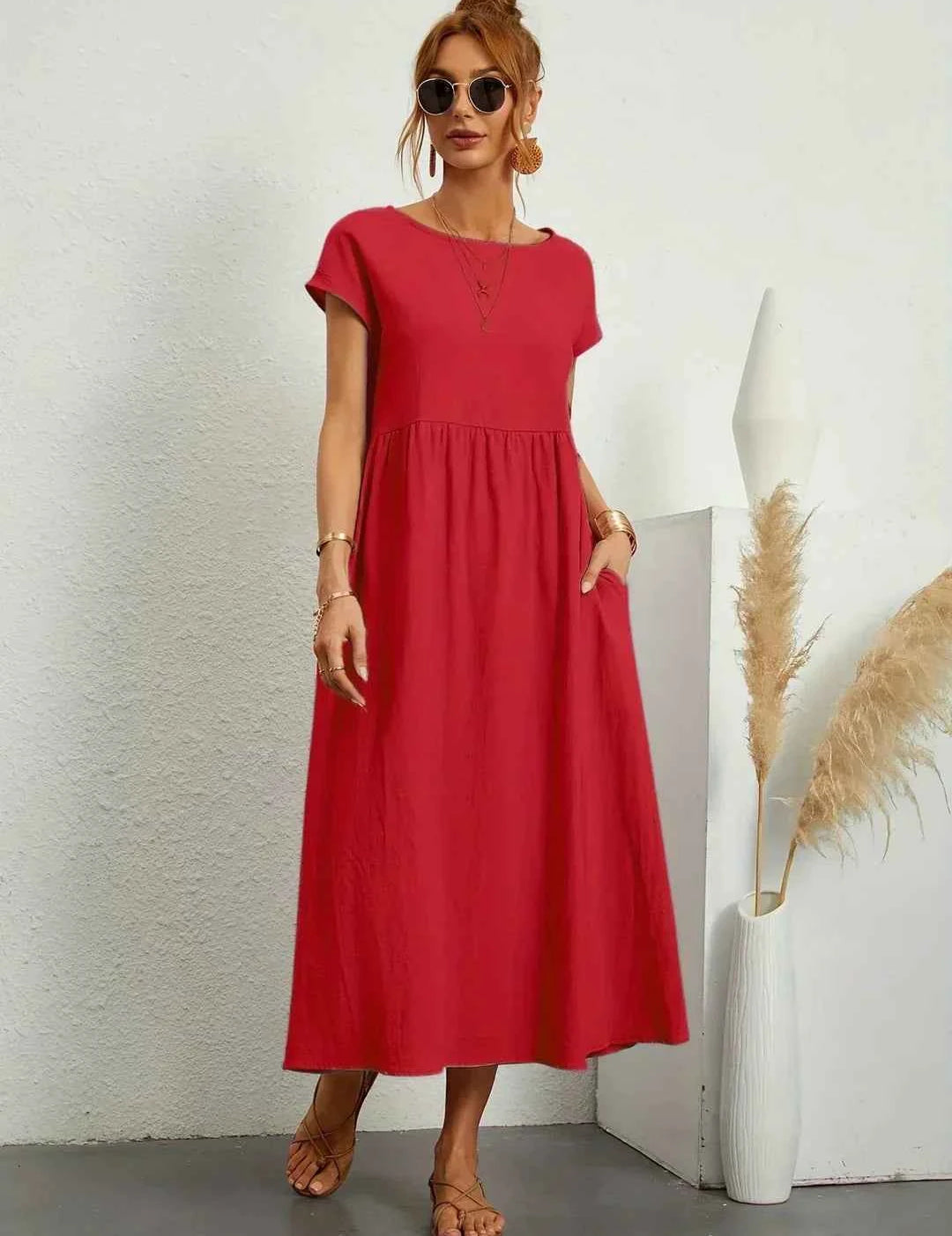 Robe Légère En Coton Doux Avec Poches
