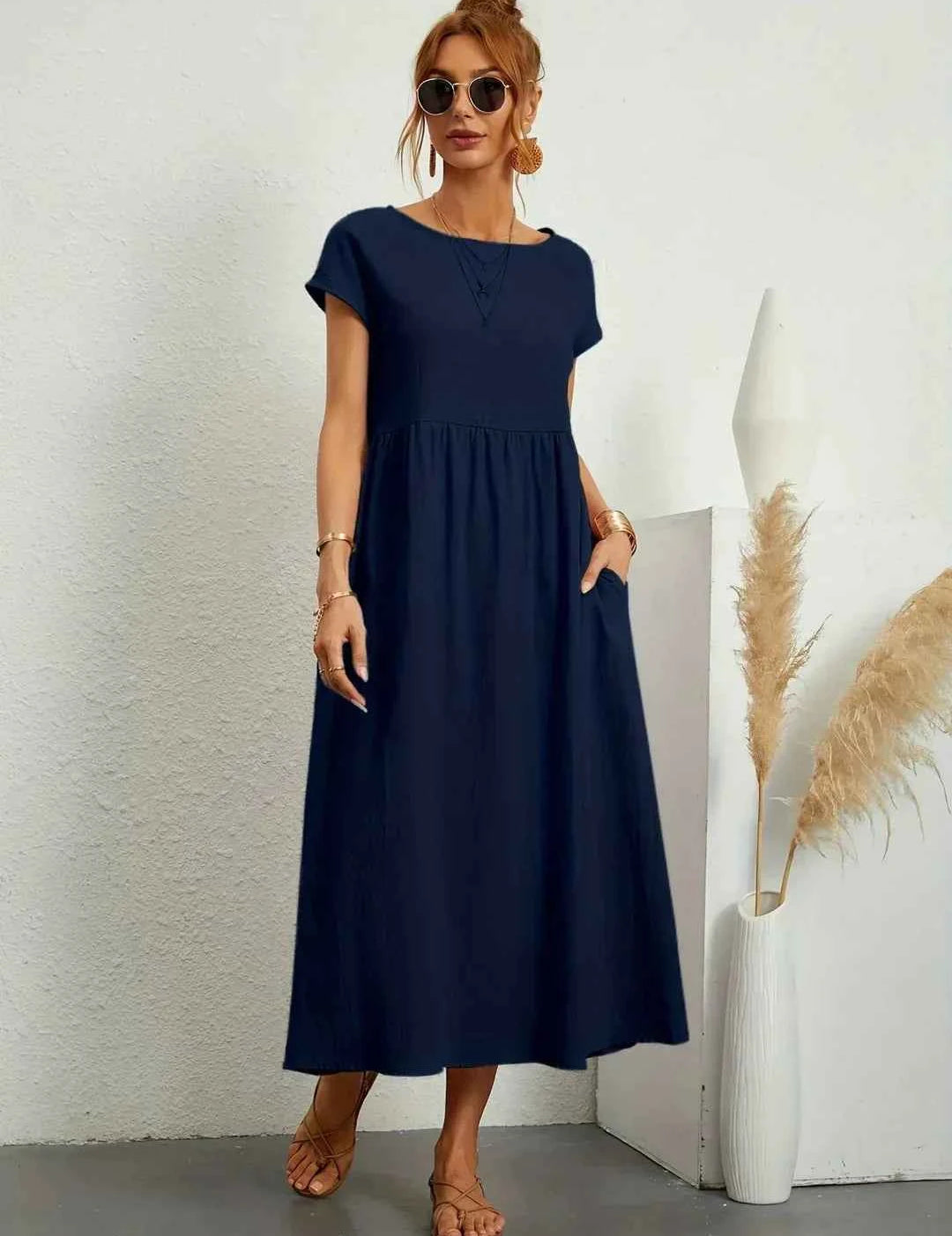 Robe Légère En Coton Doux Avec Poches
