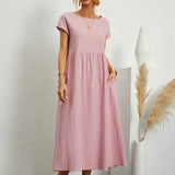 Robe Légère En Coton Doux Avec Poches