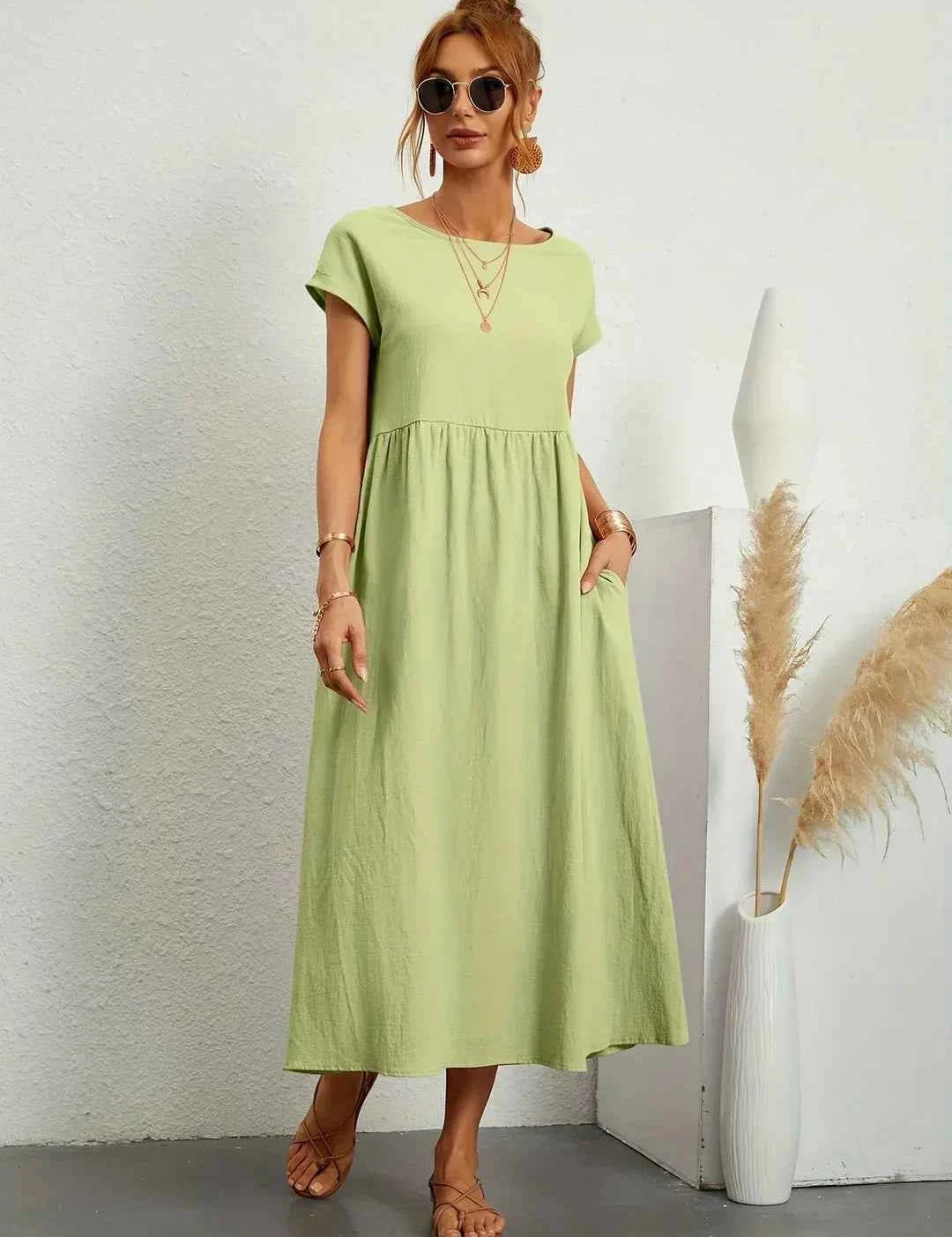 Robe Légère En Coton Doux Avec Poches