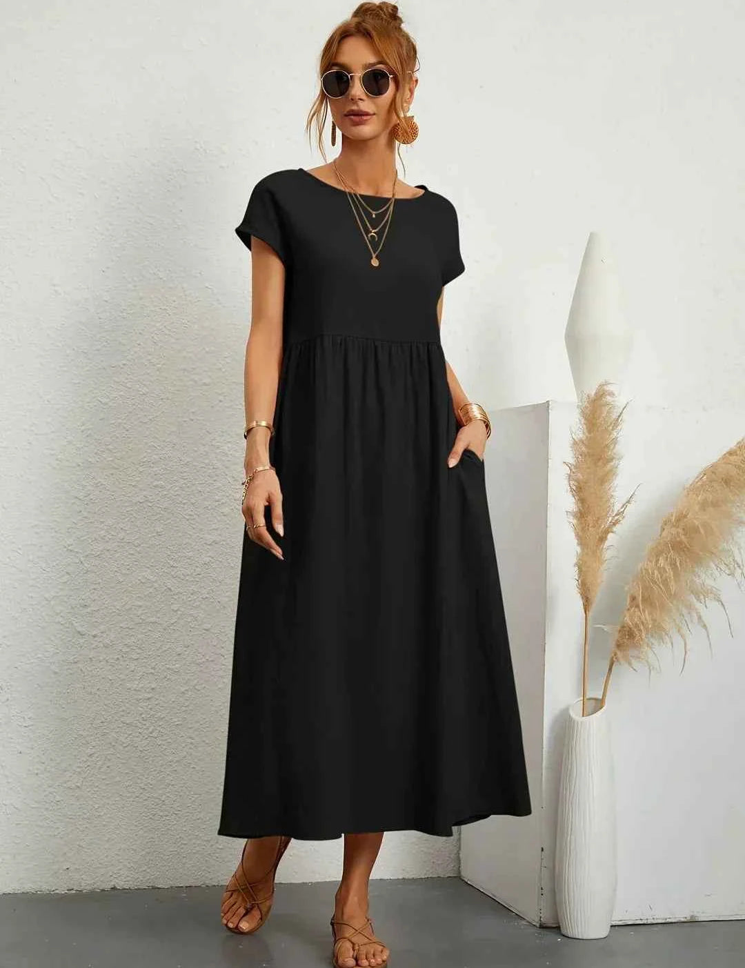 Robe Légère En Coton Doux Avec Poches