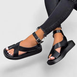 Sandales à Tiges Croisées Beige Femme | Élégantes Été