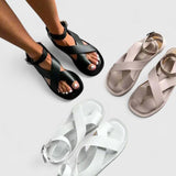 Sandales à Tiges Croisées Beige Femme | Élégantes Été