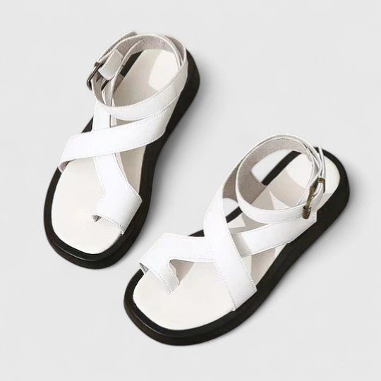 Sandales à Tiges Croisées Beige Femme | Élégantes Été