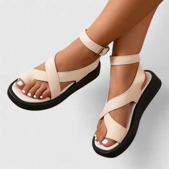 Sandales à Tiges Croisées Beige Femme | Élégantes Été