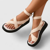 Sandales à Tiges Croisées Beige Femme | Élégantes Été